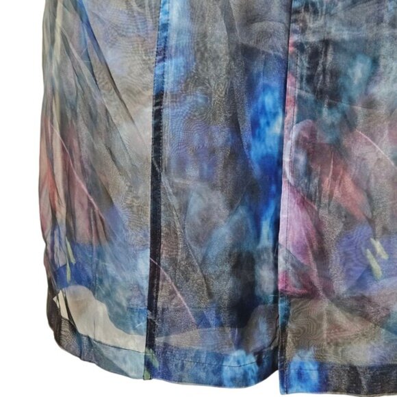 WHBM White House Black Market S Sheer Floral Duster Jacket Topper Blue Purple - Picture 9 of 13